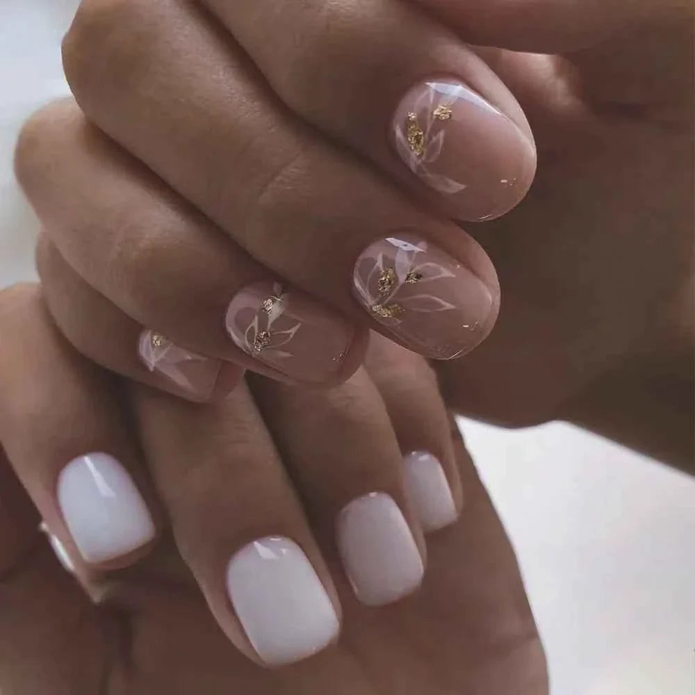 24Pcs Pink French Cartoon Snail Press-On False Nails